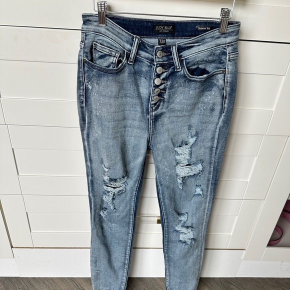 Judy Blue Women's Distressed Blue Jeans - Picture 1 of 5